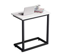 Mesa Auxiliar, Mesa Ranurada Ancha/Mesa Auxiliar for computadora de Madera Maciza en Forma de C, Mesa Blanca Multifuncional for Esquina de Cama(50X33X60CM)