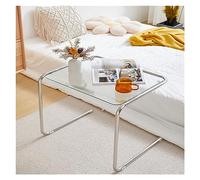 Mesa auxiliar, mesas auxiliares de sofá, diseño creativo, mini mesa de café de acero inoxidable, esquina de metal simple, varios estantes para sala de estar, dormitorio, sofá (color: transparente 45 x