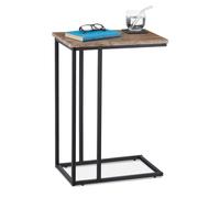 Relaxdays Side Table Mesa Auxiliar, Estilo Industrial, Mesita de Café, Metal y Diseño Madera, 66 x 46 x 30 cm, Gris-Marrón/Negro, Hierro