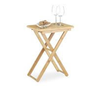 Relaxdays - Mesa Auxiliar Hecha de bambú, 52 x 40 x 31 cm, Mesa Plegable pequeña, Rectangular, Color Natural
