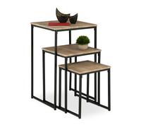 Relaxdays Juego de 3 mesas auxiliares negro,gris