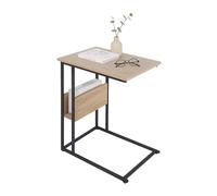 Relaxdays Mesa Auxiliar, Estante y compart, 60x55x36 cm, para sofá y Cama, Metal y MDF, marrón/Beige/Negro, Hierro, Tablero de Fibras, 60 x 55 x 36 cm