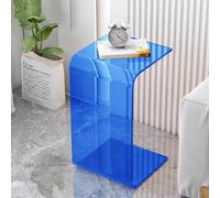 Mesa auxiliar moderna de acrílico, mesa C transparente para sala de estar, dormitorio, patio y oficina, elegante mesa auxiliar azul, 30 x 30 x 55 cm, muebles de acento perfectos
