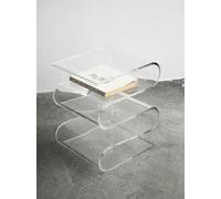 Mesa auxiliar moderna de acrílico transparente, elegante mesa auxiliar y revistero para decoración de sala de estar, diseño funcional y elegante