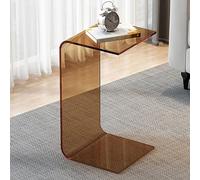Mesa auxiliar moderna de acrílico transparente, mesa auxiliar en forma de C para sala de estar, dormitorio, patio y oficina, muebles elegantes de acento azul, 30 x 30 x 55 cm