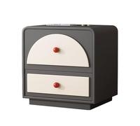 Mesa Auxiliar Moderna, Mesita De Noche con 2 Cajones para Dormitorio, Mesitas De Noche Modernas De Cuero, Mesa Auxiliar Pequeña Estilo Crema para Sala De Estar Y Dormitorio(Dark Gray)