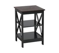 Mesa auxiliar negra 2 niveles estantes de almacenamiento minimalista escandinava Foster