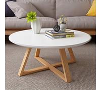 Mesa Auxiliar Nórdica, Mesa Redonda De Madera Escritorio Bajo para Computadora Portátil Mesa De Comedor De Fácil Montaje Mesas De Centro para Sala De Estar, Apartamento Pequeño, Balcón (Tama