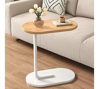 Mesa auxiliar ovalada de madera en forma de C para sofá, mesa de centro para sala de estar, oficina, balcón, diapositivas debajo del sofá, se adapta a todos los espacios