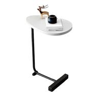 Mesa auxiliar ovalada en forma de C para aperitivos. Estructura metálica versátil. Se desliza debajo del sofá y las mesitas de noche. Ideal para el salón y el dormitorio. También sirve como