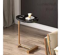Mesa auxiliar ovalada para espacios pequeños, color dorado, 45 x 30 x 60 cm, mesa auxiliar de sofá, mesa de comedor, mesa de ordenador portátil, sala de estar, dormitorio, balcón, oficina, mesa
