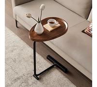 Mesa auxiliar ovalada para sala de estar, dormitorio, balcón y oficina, pequeña mesa auxiliar en forma de C para sofá, teléfono, portátil, color negro, 45 x 30 x 70 cm