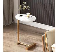 Mesa auxiliar ovalada pequeña para teléfono, mesa auxiliar de comedor, mesa auxiliar en forma de C, escritorio para laptop, para sala de estar, dormitorio, balcón y oficina, otros espacios pequeños