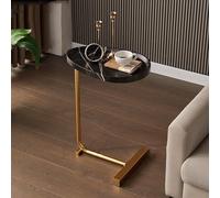 Mesa auxiliar ovalada pequeña para teléfono, mesa auxiliar de comedor, mesa auxiliar en forma de C, escritorio para laptop, para sala de estar, dormitorio, balcón y oficina, otros espacios pequeños