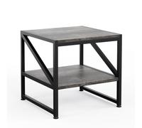 Mesa auxiliar para salón, 50 x 50 cm, mesa de centro con 2 niveles de carga hasta 90 kg, mesa de sofá de diseño industrial con estructura de metal, versátil mini soporte para frigorífico, soporte para