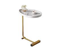 Mesa auxiliar para sofá | mesita de noche con bandeja de metal | Mesa auxiliar moderna para sofá, pequeña mesa auxiliar, color café ahumado, estrecho y fino | Mesa auxiliar para sala de estar, blanco
