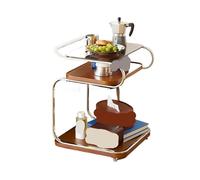 Mesa Auxiliar para Sofá Mesita de Noche de Madera Maciza, extraíble, con Arco de Cristal, con Ruedas, sofá, Armario de Esquina, Muebles for Sala de Estar(Brown)