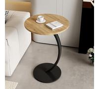 Mesa auxiliar pequeña de madera en forma de C de 40 cm, mesa auxiliar redonda delgada para sala de estar, dormitorio, oficina, fácil de montar, fácil de limpiar, elegante mesita de noche