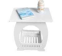 Mesa auxiliar pequeña - Mesa de acento con almacenamiento | Mesita de noche blanca & Meşa de sofá para sala de estar, Meşa de almacenamiento de compuesto de madera y PP de 40x36x24cm para dormitorio,