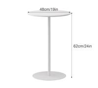 Mesa Auxiliar Pequeña, Mesa De Centro Redonda for Bebidas con Base De Metal, Fácil De Montar, for Sala De Estar y Bar De Tienda De Té con Leche(White,48x62cm/16x24in)