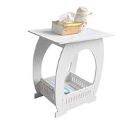 Mesa auxiliar pequeña - Mesas bajas antiguas, Mesa pequeña de extremo industrial | Pequeño revistero de mesa auxiliar industrial con patas de acero antioxidante, estantes abiertos para la sala de