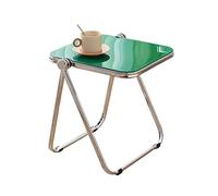 Mesa auxiliar plegable de acrílico transparente con marco de metal resistente, mesa auxiliar moderna para sala de estar, dormitorio, baño, balcón, mesa auxiliar pequeña con bandeja, mueble elegante y