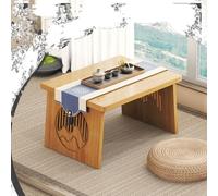 Mesa auxiliar plegable de bambú japonesa, mesa baja de 32 y 40 pulgadas para asientos en el suelo, mesa de picnic Chabudai portátil (B, 90 x 48 x 25 cm), perfecta para sala de estar y comedor