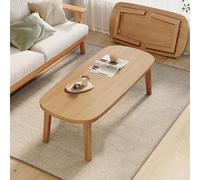 Mesa auxiliar plegable de madera, mesa central pequeña, mesa de centro estilo rústico, mesas de centro estilo boho para sala de estar, dormitorio, oficina, espacios pequeños (color: color madera, tama