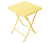 Mesa auxiliar plegable minimalista de hierro, pequeña mesa de centro cuadrada y redonda para dormitorio, balcón, comedor, 4 colores disponibles (amarillo, 22 x 29 pulgadas)