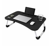 Mesa Auxiliar Plegable Multifunción 60x40x28cm Home | Escritorio Portátil para Ordenador y Tablet | Bandeja Cama y Sofá | Cajón Extraíble | Patas Plegables | Soporte para Tablet y Portavasos