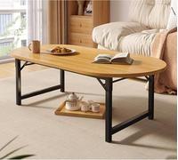 Mesa auxiliar plegable, portátil, patas de metal, resistente, mesa plegable para sentarse en el suelo, mesas de cóctel ovaladas modernas y minimalistas, mesas bajas sin montaje (color tronco, 47 x 24