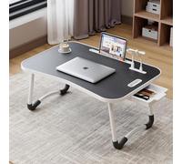 Mesa Auxiliar Portátil para Portátil De Nogal Mejorada con Portavasos Y Ranura para Tableta: Bandeja Multifuncional para Comer, Leer Y Escribir En La Cama, El Sofá O El Suelo. Upgraded Black