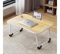 Mesa Auxiliar Portátil para Portátil De Nogal Mejorada con Portavasos Y Ranura para Tableta: Bandeja Multifuncional para Comer, Leer Y Escribir En La Cama, El Sofá O El Suelo. Walnut