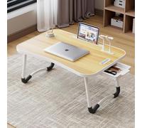 Mesa Auxiliar Portátil para Portátil De Nogal Mejorada con Portavasos Y Ranura para Tableta: Bandeja Multifuncional para Comer, Leer Y Escribir En La Cama, El Sofá O El Suelo. Upgraded Walnut