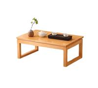 Mesa auxiliar rectangular de madera maciza, mesa baja para sala de estar, comedor y ceremonia de té, no requiere montaje (natural, 100 x 55 x 30 cm)