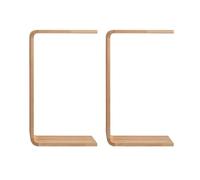 Mesa Auxiliar Rectangular escandinava de Madera con Base en Forma de C de Goma para Sala de Estar, Dormitorio, balcón y Oficina. 2 Piezas, Color Natural, 1,8 cm de Grosor, 35,5 cm de Largo x 25,4 cm