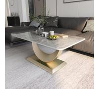 Mesa auxiliar rectangular, moderna mesa auxiliar de pizarra resistente al desgaste con marco de metal, mesa central divertida para espacios pequeños, ideal para sala de estar, oficina, apartamento