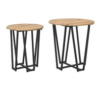 Mesa Auxiliar Redonda Compacta vidaXL en Roble Artesanal | Patas de Acero de Horquilla Modernas, Perfecta para Muebles de Sala y Habitación, Decoración para el Hogar