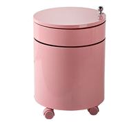 Mesa Auxiliar Redonda De 15", Mesa Auxiliar Móvil con Compartimento Giratorio, Armario con Ruedas, for Sala De Estar y Dormitorio(Pink,56cm/22in)