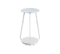 Mesa Auxiliar Redonda de 2 Niveles Blanco Mármol