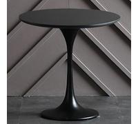 Mesa Auxiliar Redonda De 20/24", Mesa De Centro Pequeña con Tablero De Madera Veteada y Pedestal De Metal Resistente, for El Hogar y La Oficina(Black,61x61cm/24x24in)