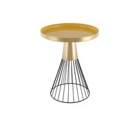Mesa auxiliar redonda de acero lacado mostaza y dorado 41 cm diám. SPLEEN