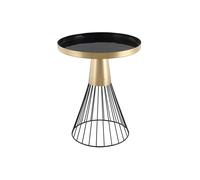 Mesa auxiliar redonda de acero lacado negro y dorado 41 cm diám. SPLEEN