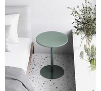 Mesa auxiliar redonda de hierro de metal verde, mesa auxiliar, mesa auxiliar pequeña mesita de noche, mesa auxiliar para cafetería, bistró, pub, mesas altas de desayuno (tamaño: 70 x 70 x 105 cm)