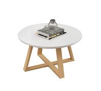 Mesa auxiliar redonda de madera impermeable para balcón, sala de estar, dormitorio, 80 x 80 x 45 cm, elegante mesa de acento gris para decoración del hogar