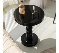 Mesa auxiliar redonda de madera maciza con estante, mesa auxiliar que ahorra espacio para sala de estar, dormitorio y oficina