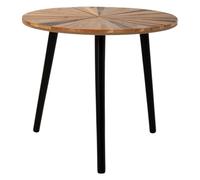 Mesa auxiliar redonda de madera y metal marron