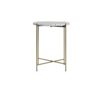 Mesa auxiliar redonda de terrazo y metal dorado 40 cm diám. MEZZO