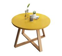 Mesa auxiliar redonda escandinava moderna, mesa decorativa de fácil montaje para sala de estar y dormitorio, diseño resistente, acabado amarillo, 80 x 80 x 45 cm