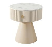 Mesa auxiliar redonda estriada, mesita de noche con base cónica de metal dorado con tapa de mármol, mesa decorativa texturizada de un solo cajón, mesa auxiliar de lujo for dormitorio, sala de estar